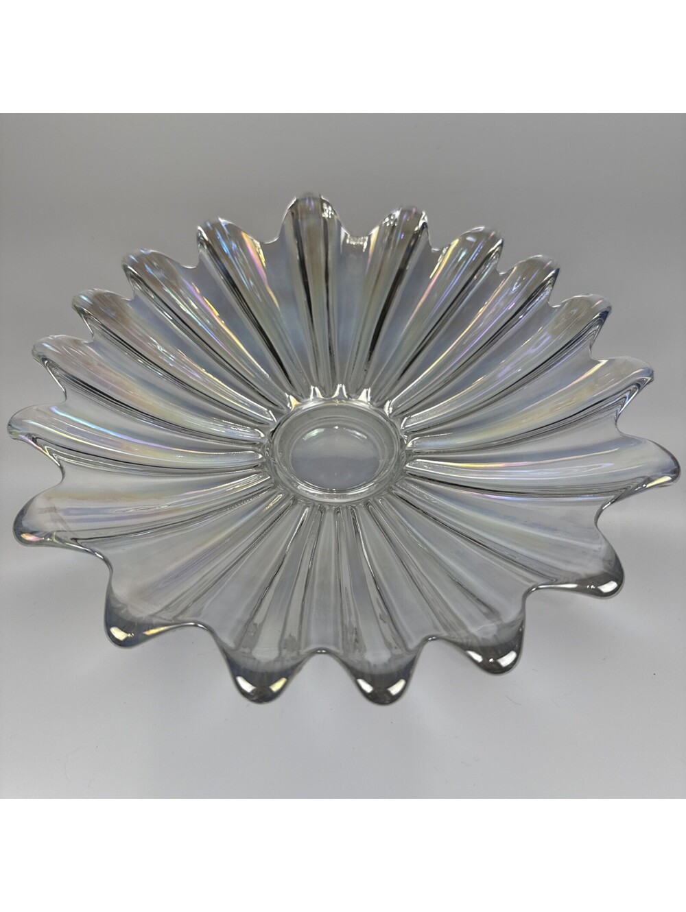 Vintage Federal Glass Celestial Iridescent Art Pressed Bowl, 11.5" Round